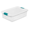 Sterilite 14968006 32 Quart White/Clear Plastic Storage Box With Blue Aquarium Latches (Pack of 6)