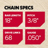 Oregon PowerCut E68 18 in. Chainsaw Chain 68 links