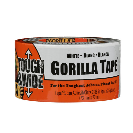 Gorilla Tough & Wide White Duct Tape 25 L yd. x 2.88 W in. for Indoor & Outdoor Use