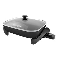 Black+Decker Glass/Stainless Steel Electric Skillet Black/Silver (Pack of 2)