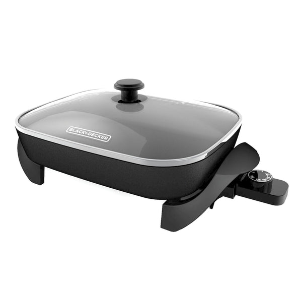 Sartén eléctrica de vidrio/acero inoxidable Black+Decker negra/plateada (paquete de 2)