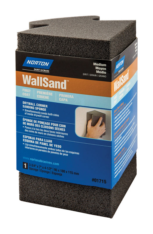 Norton WallSand 7 in. L X 3.75 in. W X 4.5 in. 80 Grit Medium Extra Large Corner Sanding Sponge