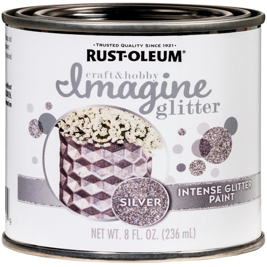 Rust-Oleum Imagine Glitter Silver Water-Based Glitter Paint Interior 50 g/L 8 oz (Pack of 4)