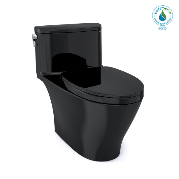 Inodoro TOTO Nexus de una pieza, alargado, de 1,28 GPF, altura universal, con asiento de cierre suave SS124, compatible con WASHLET+, color ébano - MS642124CEF#51