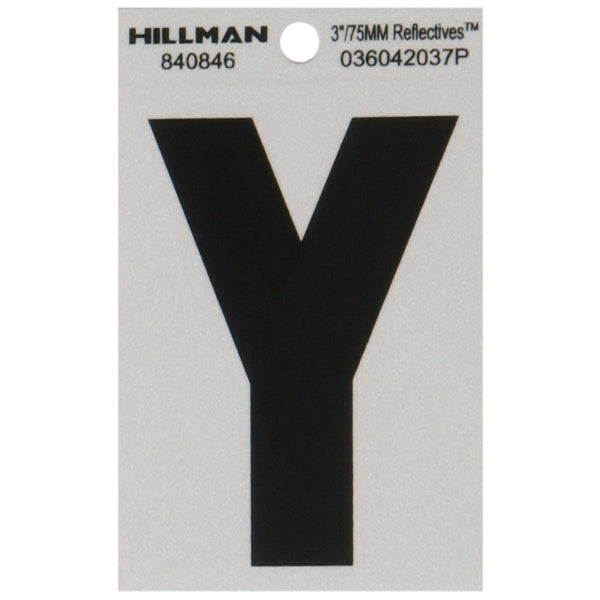Letra autoadhesiva de Mylar negra reflectante de 3 pulgadas de Hillman Sí 1 pieza (paquete de 6)