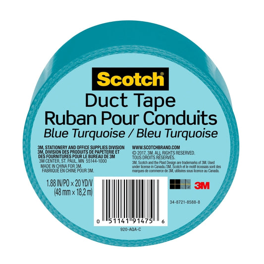 Scotch 1.88 in. W X 20 yd L Aqua Solid Duct Tape