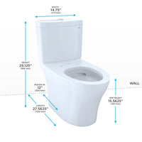 TOTO Aquia IV Two-Piece Elongated Dual Flush 1.28 and 0.9 GPF Skirted Toilet with CEFIONTECT, Cotton White - CST446CEMGN#01