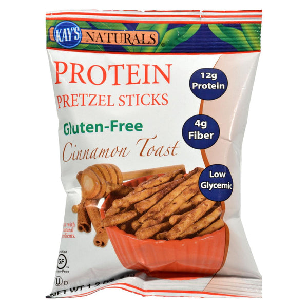 Palitos de pretzel con proteína y canela de Kay's Naturals - 1,2 oz - Caja de 6 (paquete de 6)