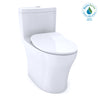 TOTO Aquia IV One-Piece Elongated Dual Flush 1.28 and 0.9 GPF Universal Height, WASHLET+ Ready Toilet with CEFIONTECT, Cotton White- MS646234CEMFGN#01