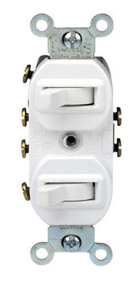 Leviton 15 amps Three Pole Toggle Duplex Combination Switch White 1 pk - Open Box