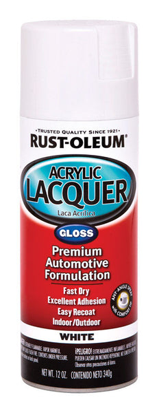 Pintura en aerosol acrílica para automoción Rust-Oleum, color blanco brillante, 12 oz (paquete de 6)
