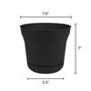 Bloem Saturn 6.5 in. H X 7 in. D Plastic Flower Pot Black