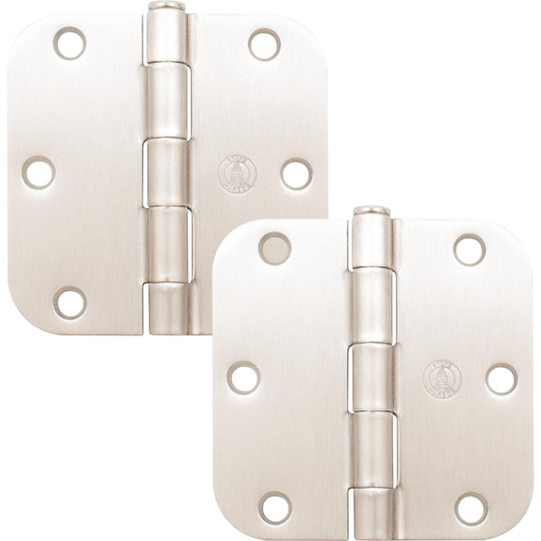 Standard Hinge, 3-1/2 Inches, 5/8" Radius Corner, 2-Pack, Satin Nickel by Stone Harbor Hardware