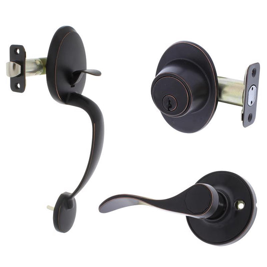 Ultra Security Plus Oil Rubbed Bronze Entry Handleset KW1 1-3/4 in.