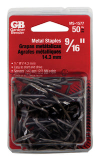 Gardner Bender 9/16 in. W Metal Insulated Cable Staple 50 pk - Open Box