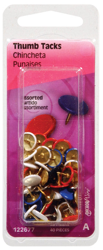 Hillman Assorted Push Pins 40 pk (Pack of 6)