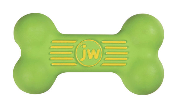 Juguete para perros con forma de hueso chirriante de goma surtido de JW Pet, paquete pequeño de 1