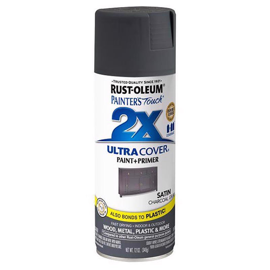 Rust-Oleum Painter's Touch Charcoal Gray Satin Sheen Indoor/Outdoor Spray Paint 12 oz. (Pack of 6)