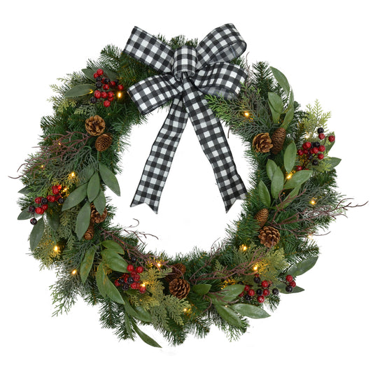 Celebrations Home 30 in. D LED Prelit Decorated Warm White Decorated Wreath With Bow (Pack of 4)
