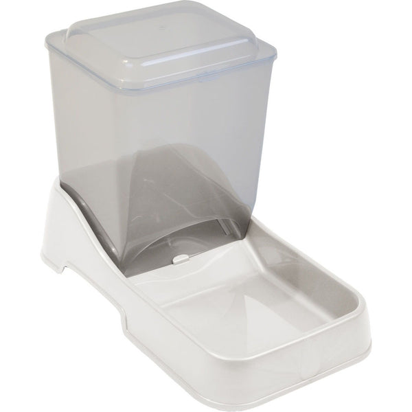 Van Ness Automatic Feeder White 10 lb | Pet Food Dispenser with Spill-Less Valve & Easy-Clean Removable Lid