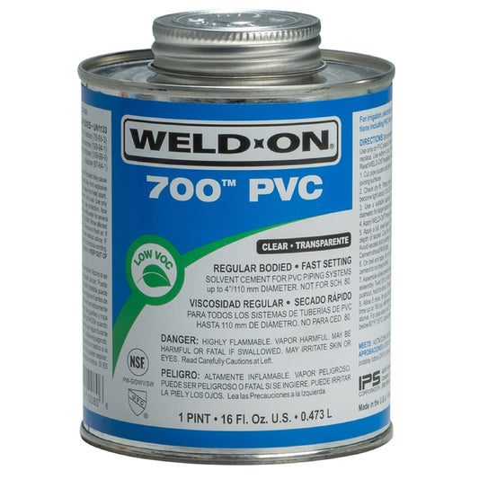Weld-On 700 Clear Solvent Cement For PVC 16 oz