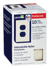 Leviton Almond 1 gang Thermoplastic Nylon Duplex Wall Plate 10 pk - Open Box