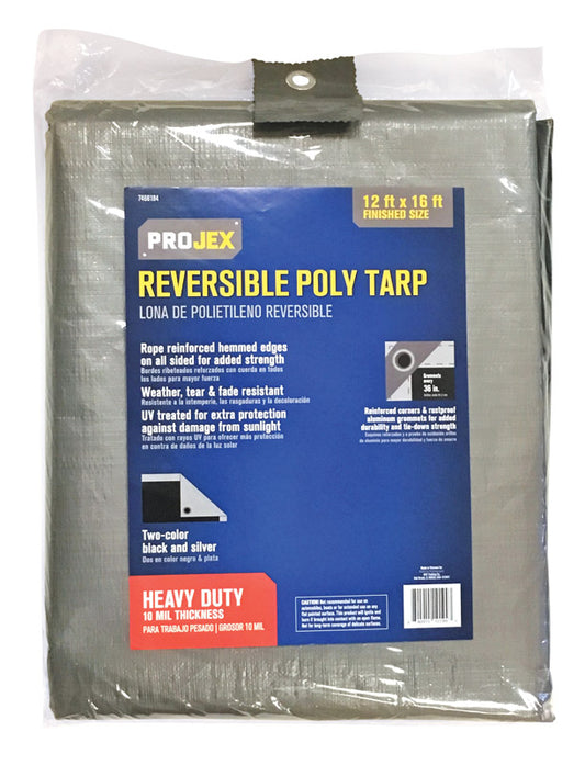 Projex 12 ft. W X 16 ft. L Heavy Duty Polyethylene Reversible Tarp Black/Silver