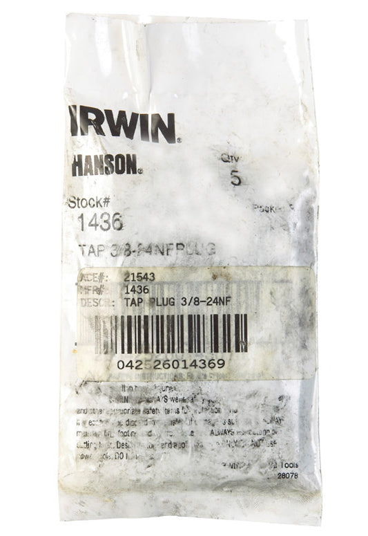 Irwin Hanson High Carbon Steel SAE Fraction Tap 3/8 in.-24NF  1 pc (Pack of 5)