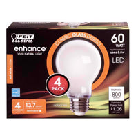 Feit Enhance A19 E26 (Medium) LED Bulb Soft White 60 Watt Equivalence 4 pk (Pack of 4)