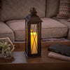 Smart Living 16 in. Glass/Metal Siena LED Candle Lantern Bronze (Pack of 2)