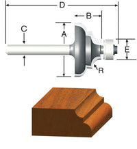 Vermont American 1-1/4 in. D X 3/16 in. X 2-1/4 in. L Carbide Tipped Cove & Bead Router Bit