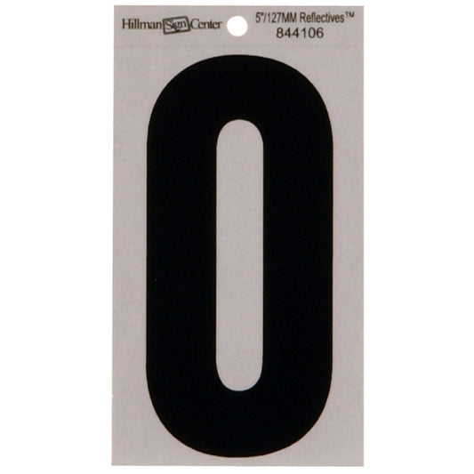 Hillman 5 in. Reflective Black Mylar Self-Adhesive Number 0 1 pc (Pack of 6)