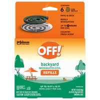 OFF! Insect Repellent Refill Coil For Mosquitoes 2.118 oz. (Pack of 6)