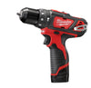 Milwaukee M12 12 V 3/8 in. 1500 RPM Brushed Cordless Compact Hammer Drill/Driver Kit