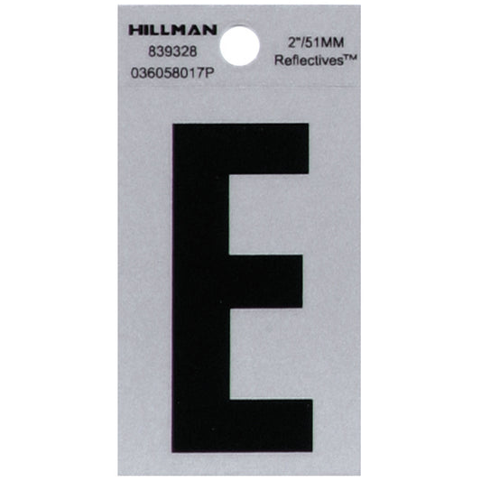 Hillman 2 in. Reflective Black Mylar Self-Adhesive Letter E 1 pc (Pack of 6)