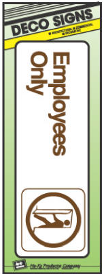 Hillman English Black Employees Only Plaque 3 in. H X 9 in. W (Pack of 6)