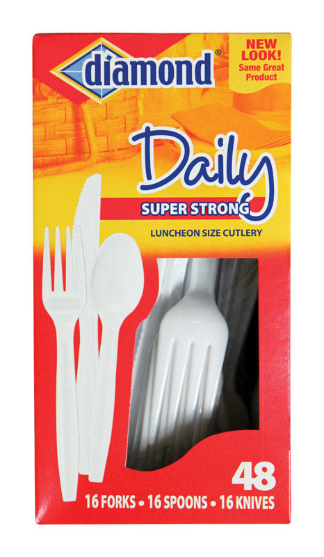 Diamond White Plastic Heavy Duty Cutlery 48 pk (Pack of 12)