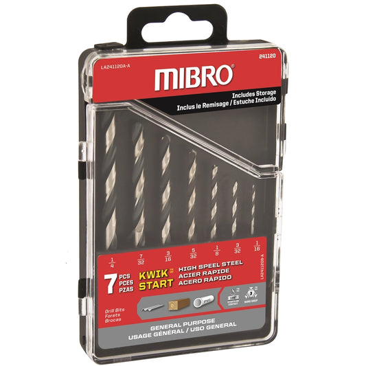 MIBRO Kwik Start High Speed Steel Drill Bit Set 7 pc
