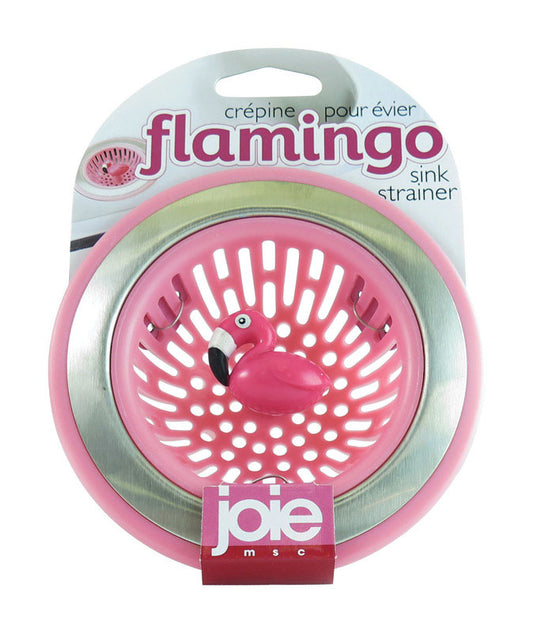 Joie Flamingo Pink/Silver Plastic/Stainless Steel Mesh Sink Strainer for All Drains