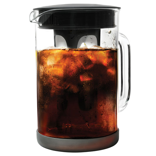 Primula Black Cold Brew Iced Coffee Maker with Lid and Glass Pitcher