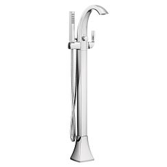 Chrome one-handle tub filler includes hand shower