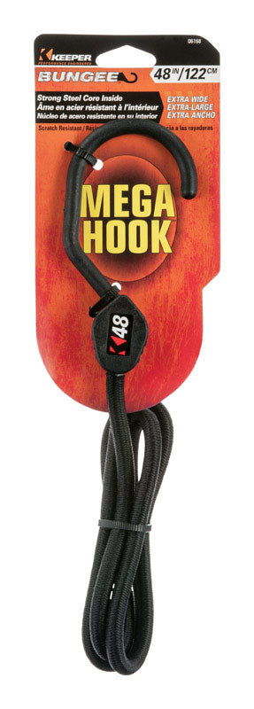 Keeper Mega Hook Black Bungee Cord 48 in. L X 0.315 in. 1 pk