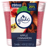Glade Red Apple Cinnamon Scent Air Freshener Candle 4.08 oz (Pack of 6)