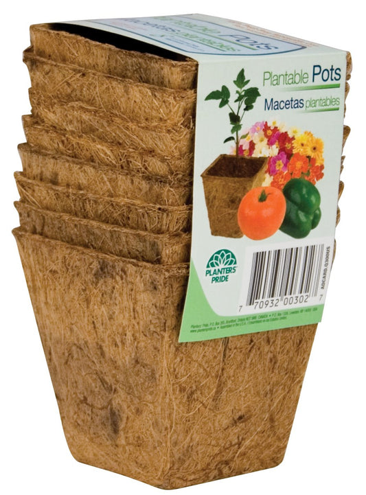 Planters Pride 3289 3 Square Fiber Grow™ Coconut Coir Plantable Pots 8 Count