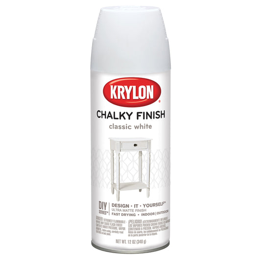 Krylon K04101000 12 Oz Classic White Chalky Finish Spray Paint (Pack of 6)