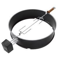 Weber Charcoal Kettle Rotisserie Kit Fits 23.4" Grills  Stainless Steel Shaft & Forks Electric Motor Included