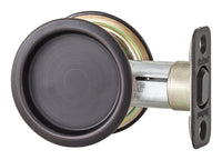 Kwikset Oil Rubbed Bronze Metal Indoor Round Pocket Door Lock