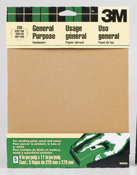 3M 11 in. L x 9 in. W 220 Grit Aluminum Oxide Sandpaper 5 pk (Pack of 10)