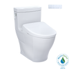 TOTO® WASHLET®+ Aimes One-Piece Elongated 1.28 GPF Toilet and Contemporary WASHLET S7 Contemporary Bidet Seat, Cotton White - MW6264726CEFG#01