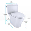 TOTO Nexus Two-Piece Elongated 1.28 GPF Universal Height Toilet with CEFIONTECT and SS124 SoftClose Seat, WASHLET+ Ready, Cotton White - MS442124CEFG#01